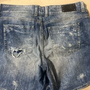 Distressed Blue Denim Shorts buckle size 29